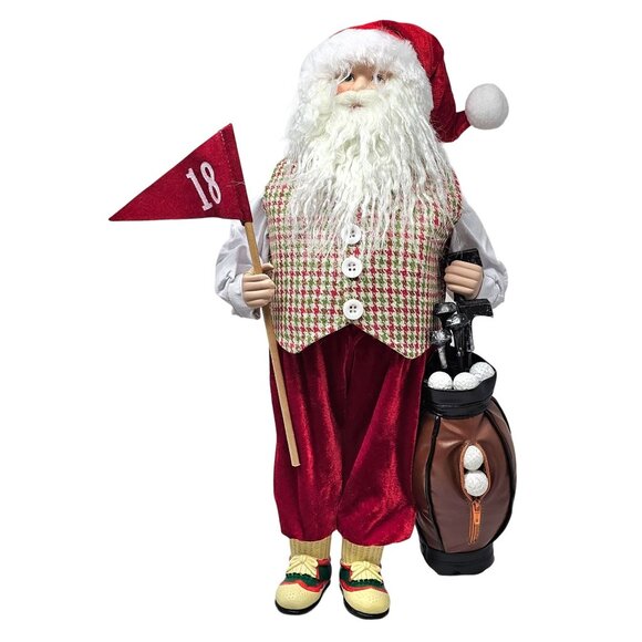 Golfing Golf Festive Upright 18" Santa Christmas Table Decoration Party Decor - Picture 1 of 5